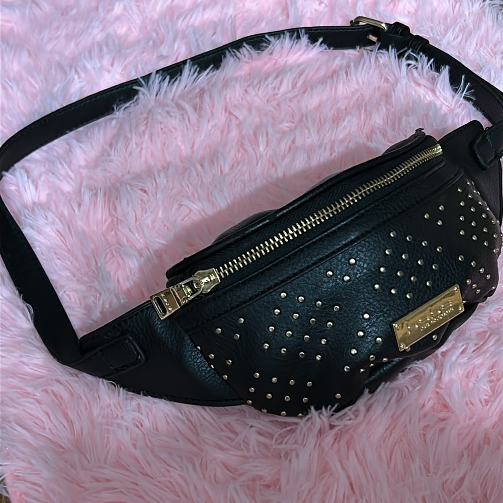 BEBE Los Angelos Black Studded Adjustable Belted Waist Bag Fanny Pack Y2K - Picture 7 of 8